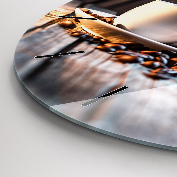 Ceas rotund de perete din sticlă O ceașcă de cafea