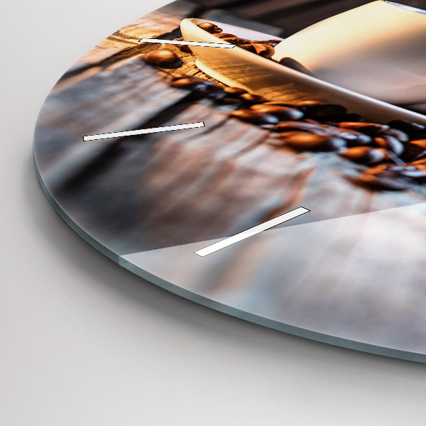 Ceas rotund de perete din sticlă O ceașcă de cafea