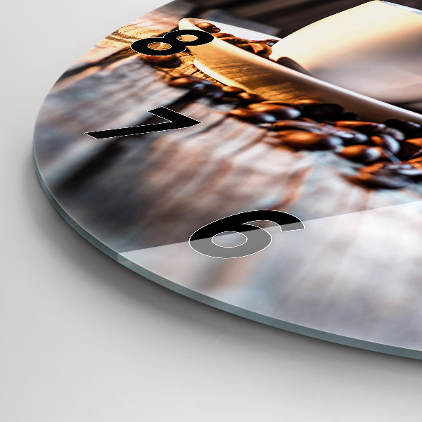 Ceas rotund de perete din sticlă O ceașcă de cafea