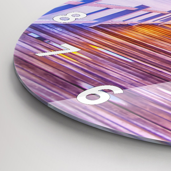 Ceas rotund de perete din sticlă Pod în port seara