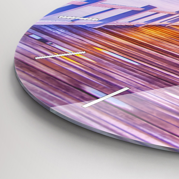 Ceas rotund de perete din sticlă Pod în port seara