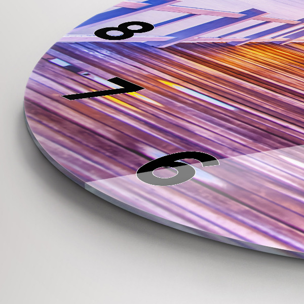 Ceas rotund de perete din sticlă Pod în port seara