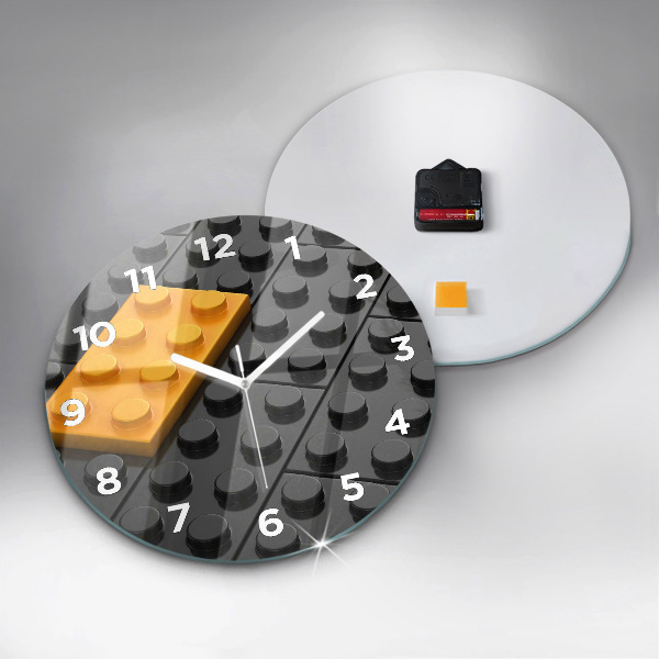Ceas rotund de perete din sticlă Blocuri de jucărie