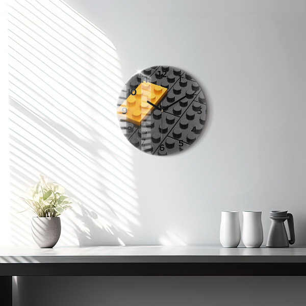 Ceas rotund de perete din sticlă Blocuri de jucărie