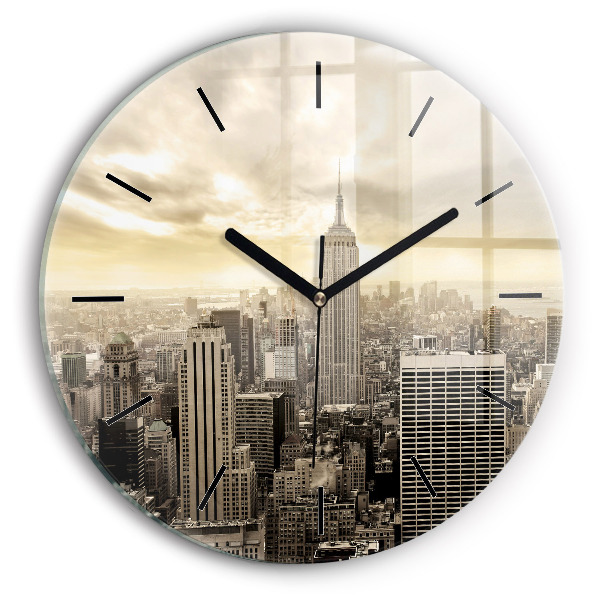 Ceas rotund de perete din sticlă Zgârie-nori din New York