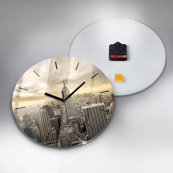 Ceas rotund de perete din sticlă Zgârie-nori din New York