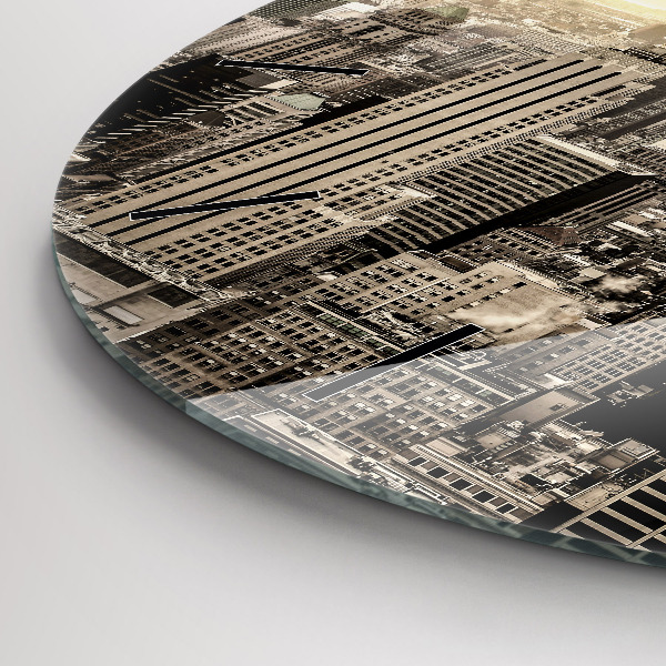 Ceas rotund de perete din sticlă Zgârie-nori din New York