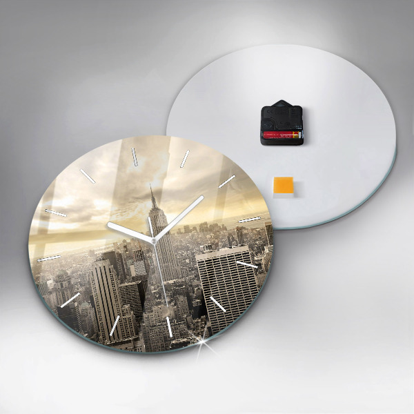 Ceas rotund de perete din sticlă Zgârie-nori din New York