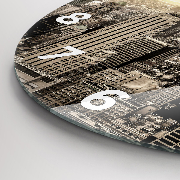 Ceas rotund de perete din sticlă Zgârie-nori din New York