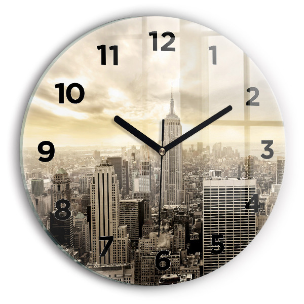 Ceas rotund de perete din sticlă Zgârie-nori din New York