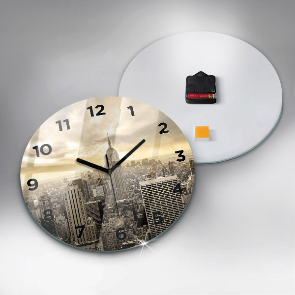 Ceas rotund de perete din sticlă Zgârie-nori din New York