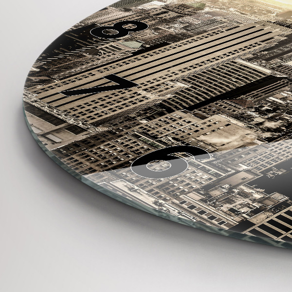 Ceas rotund de perete din sticlă Zgârie-nori din New York