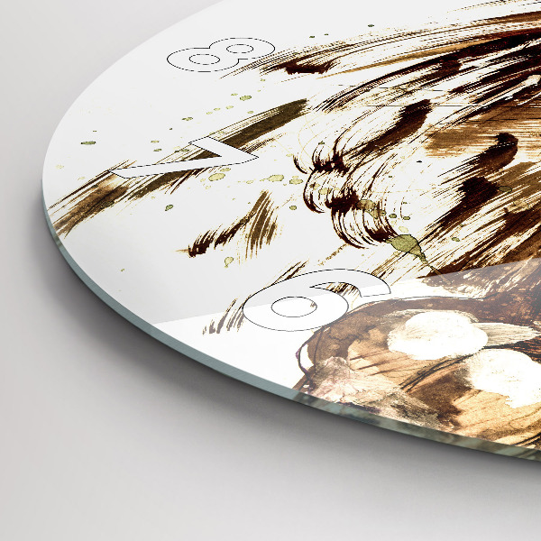 Ceas rotund de perete din sticlă Ilustrație de leu maro