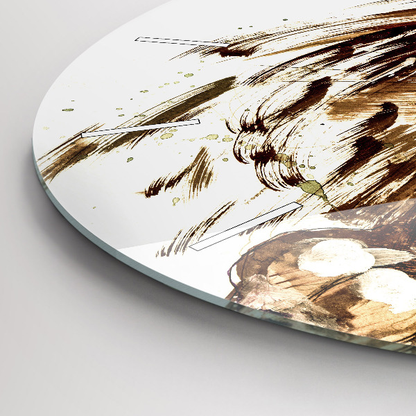 Ceas rotund de perete din sticlă Ilustrație de leu maro