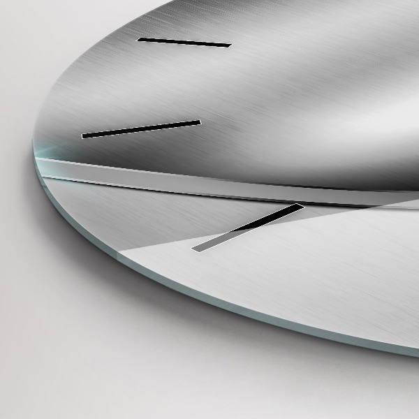 Ceas rotund de perete din sticlă Abstracția metalului gri