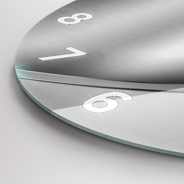 Ceas rotund de perete din sticlă Abstracția metalului gri