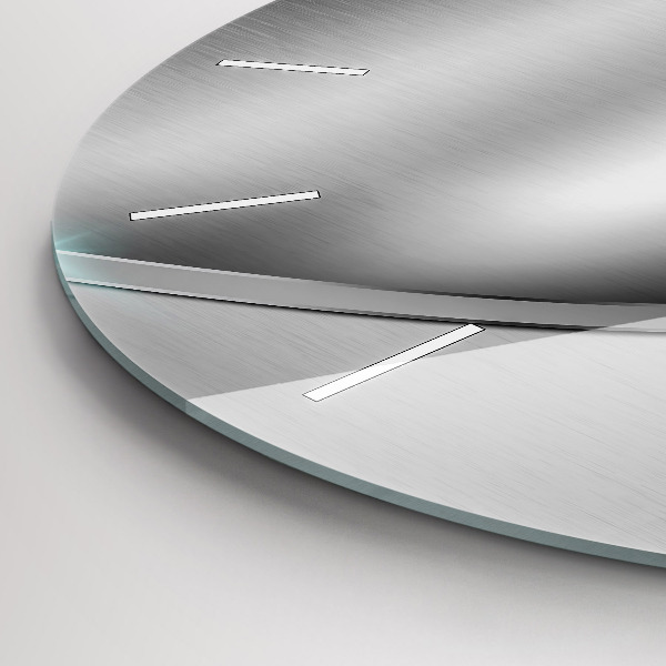 Ceas rotund de perete din sticlă Abstracția metalului gri