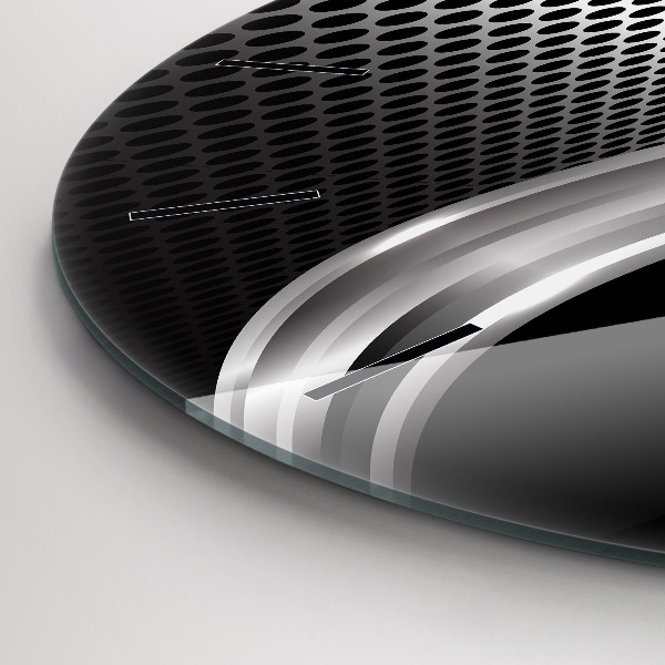 Ceas rotund de perete din sticlă Abstracția metalului negru