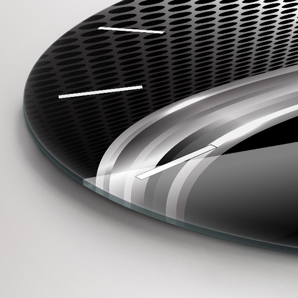 Ceas rotund de perete din sticlă Abstracția metalului negru