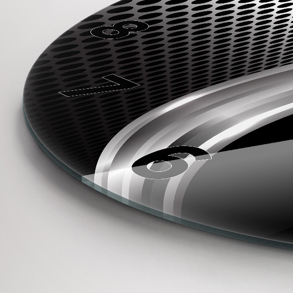 Ceas rotund de perete din sticlă Abstracția metalului negru