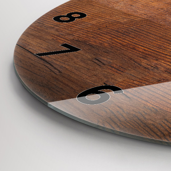 Ceas rotund de perete din sticlă Lemn vechi