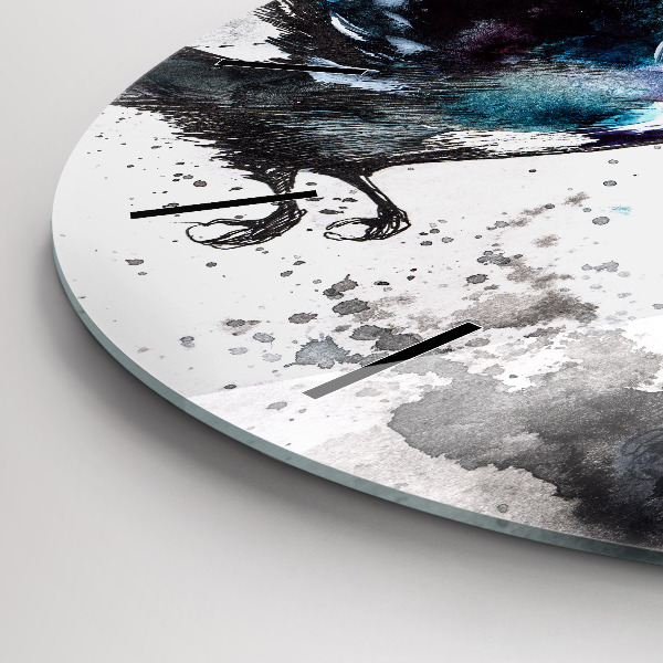 Ceas rotund de perete din sticlă Păsări pictate