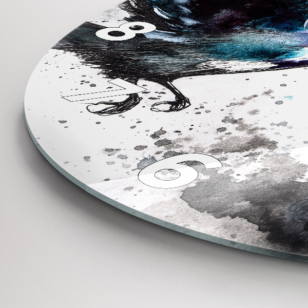 Ceas rotund de perete din sticlă Păsări pictate