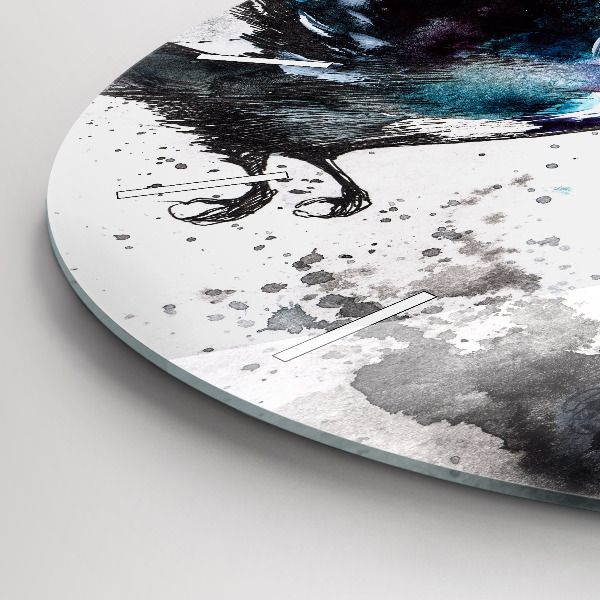 Ceas rotund de perete din sticlă Păsări pictate