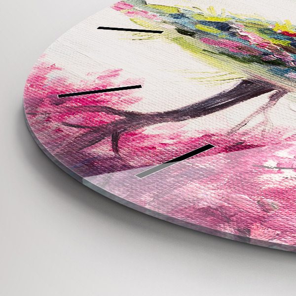 Ceas rotund de perete din sticlă Mozaic de copac