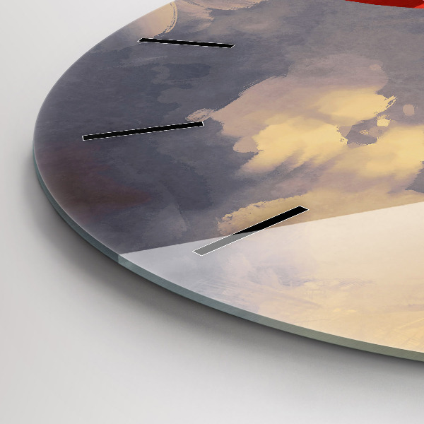 Ceas rotund de perete din sticlă Nave de hârtie