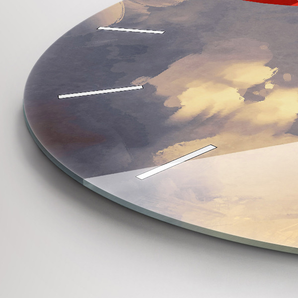 Ceas rotund de perete din sticlă Nave de hârtie