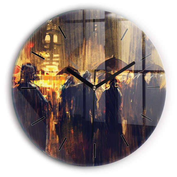 Ceas rotund de perete din sticlă Impresionismul în artă Rynek