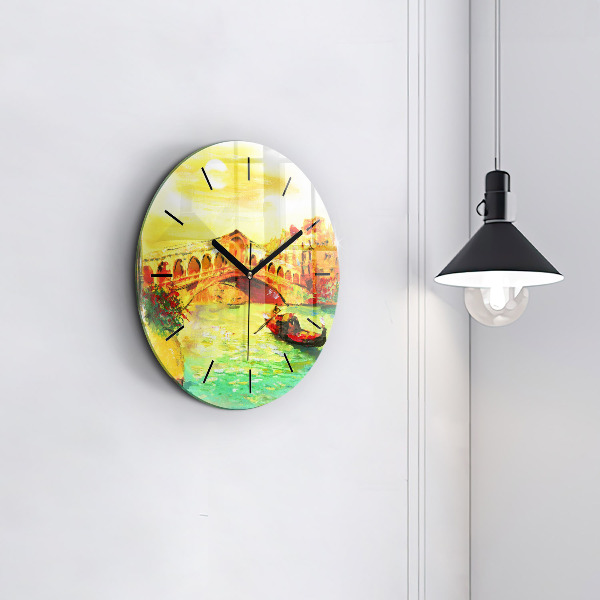 Ceas rotund de perete din sticlă Podul Rialto din Veneția