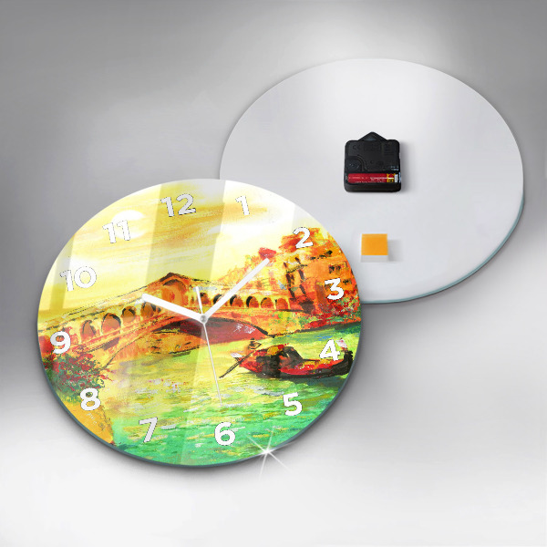 Ceas rotund de perete din sticlă Podul Rialto din Veneția