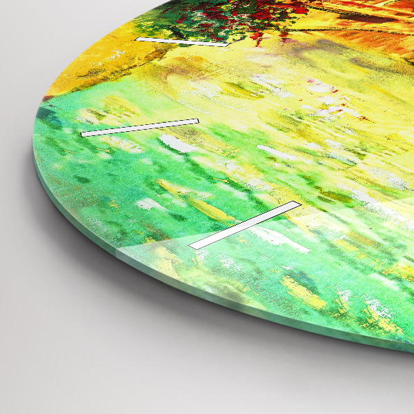 Ceas rotund de perete din sticlă Podul Rialto din Veneția