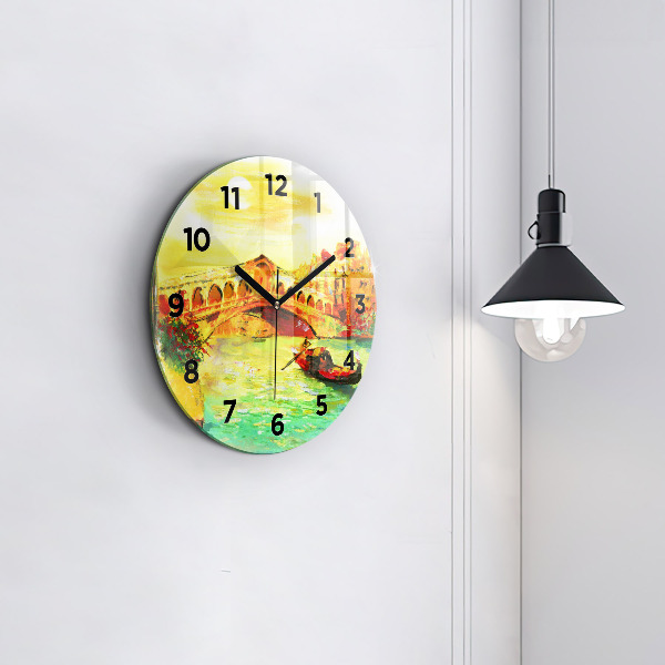 Ceas rotund de perete din sticlă Podul Rialto din Veneția