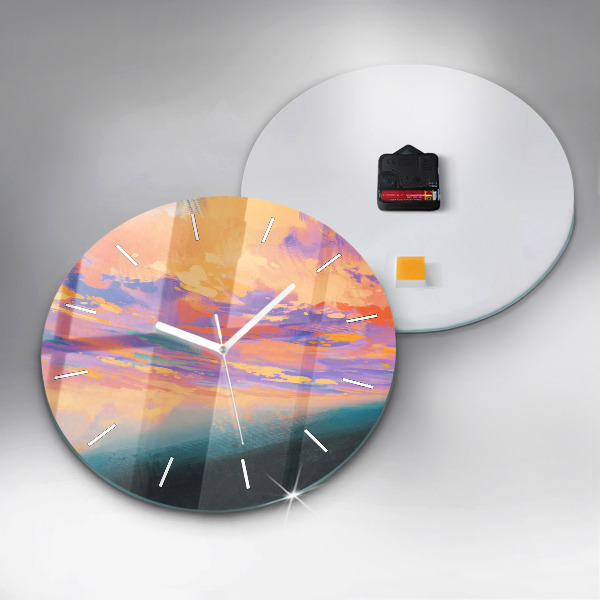 Ceas rotund de perete din sticlă Abstracția cerului