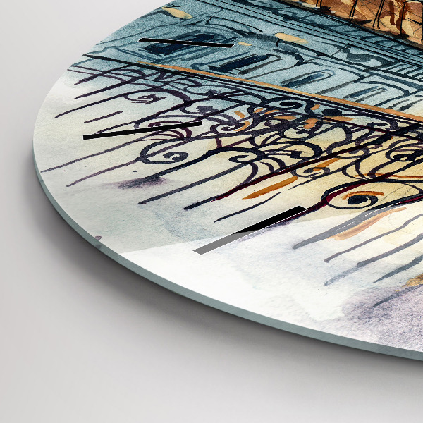 Ceas rotund de perete din sticlă Oameni în acuarelă