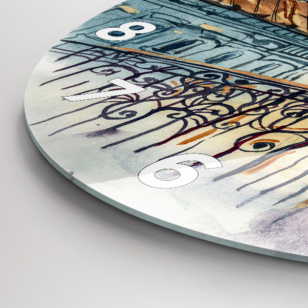 Ceas rotund de perete din sticlă Oameni în acuarelă