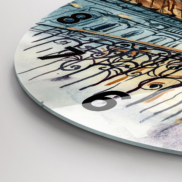 Ceas rotund de perete din sticlă Oameni în acuarelă