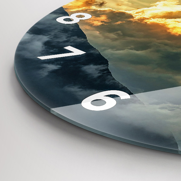 Ceas rotund de perete din sticlă Zborul cu balonul în nori