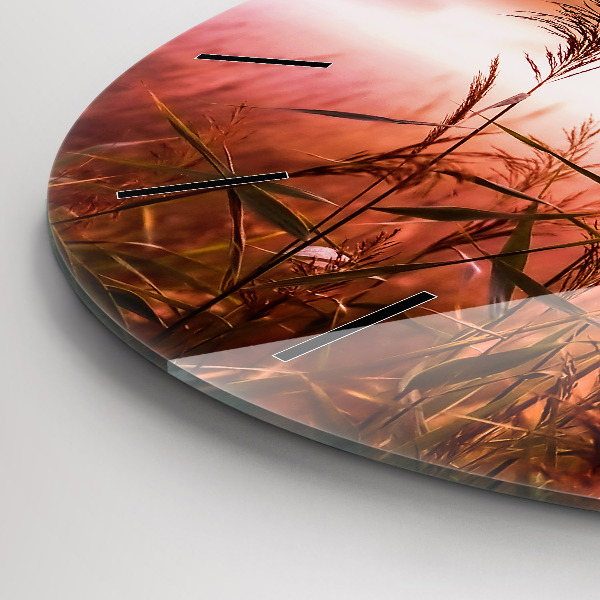 Ceas rotund de perete din sticlă Dimineață cu ceață