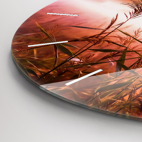 Ceas rotund de perete din sticlă Dimineață cu ceață