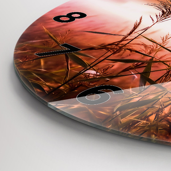 Ceas rotund de perete din sticlă Dimineață cu ceață