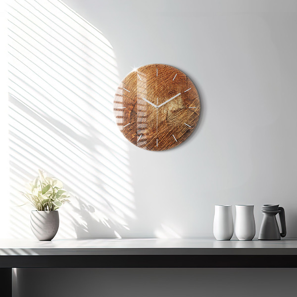 Ceas rotund de perete din sticlă Trunchi bătrân de copac