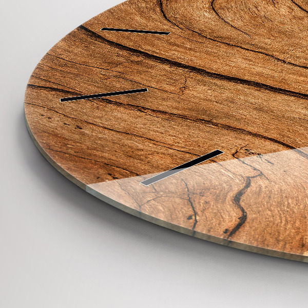 Ceas rotund de perete din sticlă Lemn vechi