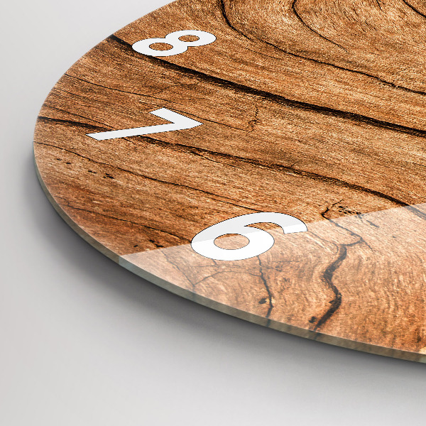 Ceas rotund de perete din sticlă Lemn vechi