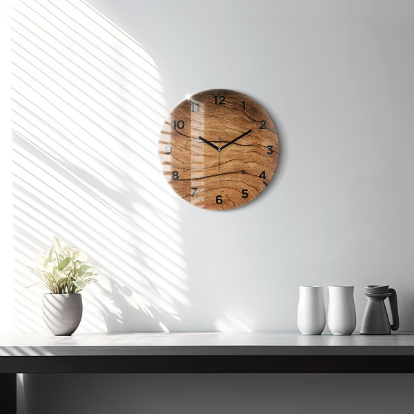 Ceas rotund de perete din sticlă Lemn vechi