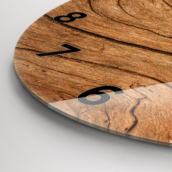 Ceas rotund de perete din sticlă Lemn vechi