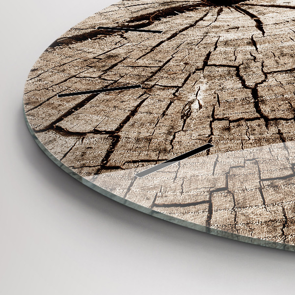 Ceas rotund de perete din sticlă ciot de lemn vechi